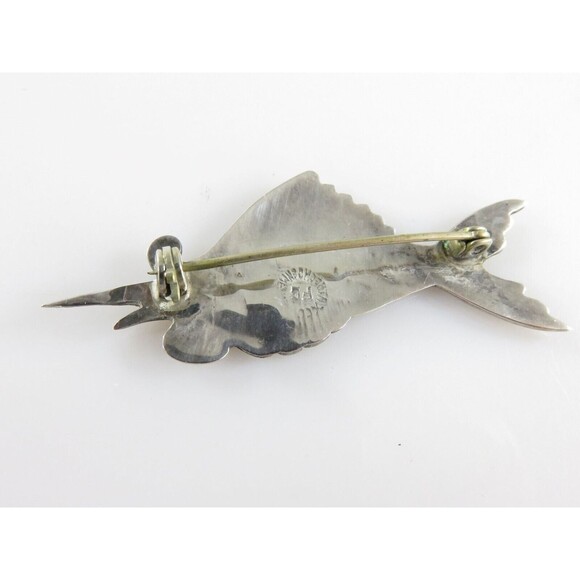 Vintage Sword Fish Pin Sterling Silver  Taxco PC Blue Abalone Inlay - Picture 6 of 7
